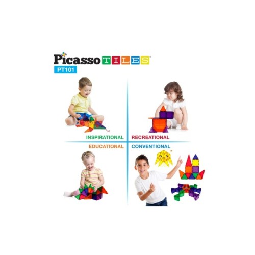 Конструктор Picasso магнітний Tiles Magnetic Building Blocks 101 деталь (817338022402)