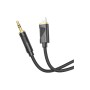 Кабель мультимедійний Lightning to 3.5mm M 1.0m silicone black HOCO (6942007625494)