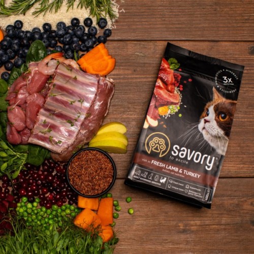 Сухий корм для кішок Savory Adult Cat Sensitive Digestion Fresh Lamb and Turkey 2 кг (4820232630082)