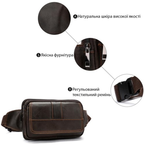 Сумка Vintage На пояс Коричнева (14726)