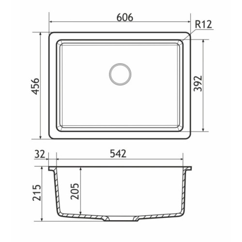 Мийка кухонна GRANADO Under top L ivory (gr3504)