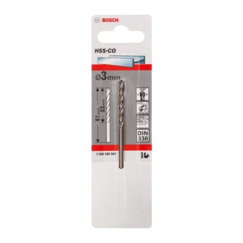 Свердло Bosch по металу HSS-Co, DIN 338, 3х33мм, 1шт (2.608.585.842)