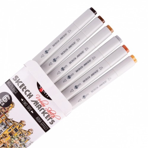 Художній маркер Santi набір двосторонніх sketch Urban 6 шт (390548)