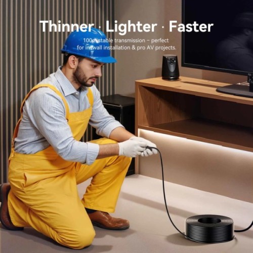 Кабель мультимедійний HDMI M to HDMI M 45.0m 4K60Hz fiber optic black Vention (ALSBW)