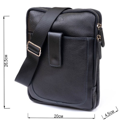 Сумка Shvigel На два відділення шкіряна Чорна (11283)