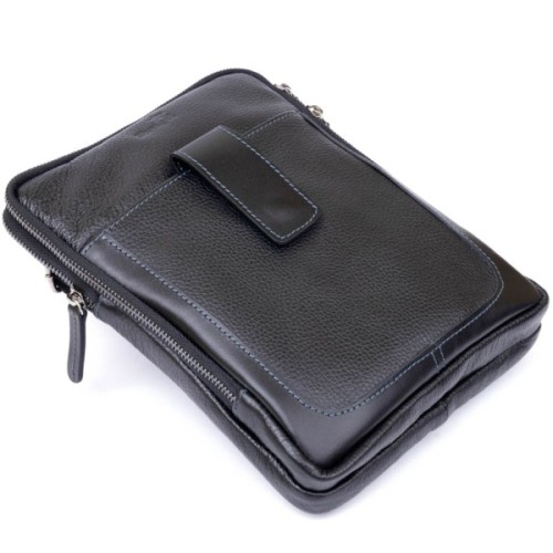 Сумка Shvigel На два відділення шкіряна Чорна (11283)