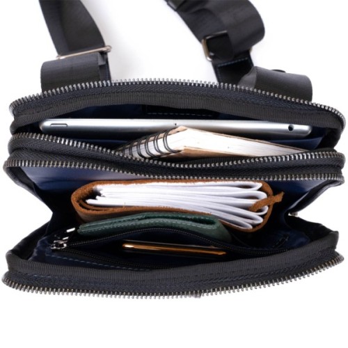 Сумка Shvigel На два відділення шкіряна Чорна (11283)