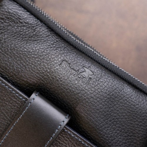 Сумка Shvigel На два відділення шкіряна Чорна (11283)