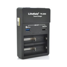 Зарядний пристрій для акумуляторів Liitokala 2 Slots, USB1/QC/3.0, USB2/2.4A, NiMHC(R14)/SC/AA/AAA/17670, Li-ion10440...26650 (Lii-TR2000)