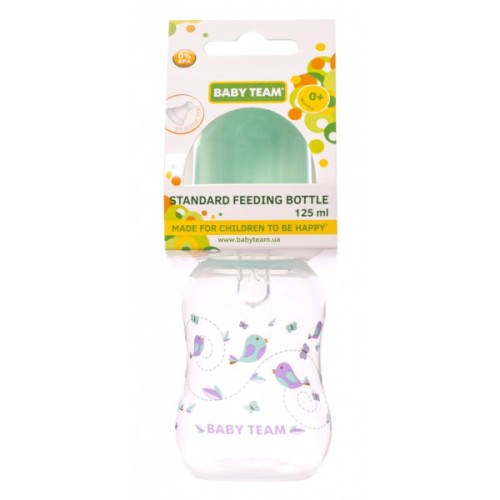 Пляшечка для годування Baby Team з талією та силіконовою сос. 125 мл (1111_мятный)
