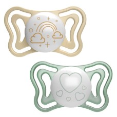 Пустушка Chicco Physio Light силіконова від 2 до 6 місяців люмінесцентна з футляром 2 шт (71037.41)