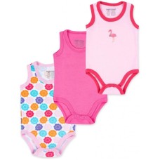 Боді дитяче Luvable Friends 3 шт без рукавів з малюнком для дівчаток (37310.0-3 F)