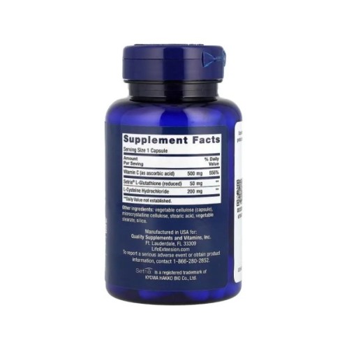 Вітамінно-мінеральний комплекс Life Extension Глутатіон, цистеїн та вітамін C, Glutathione, Cysteine & C, 100 капсул (LEX-15411)