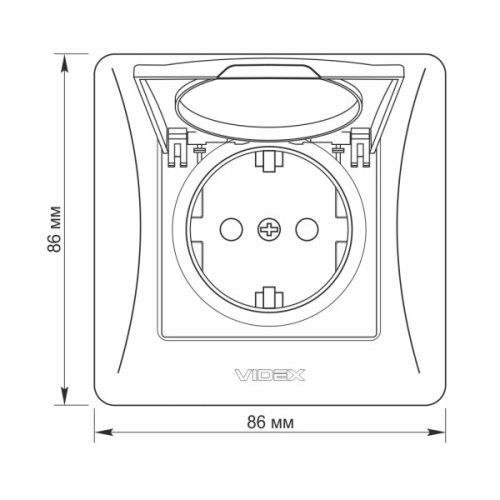 Розетка Videx BINERA 1ая із заземленням і кришкою крем (VF-BNSK1GС-CR)