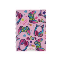 Блокнот Maxi А5, пластикова обкладинка, спіраль, 60 арк., клітинка (MX21213-01)