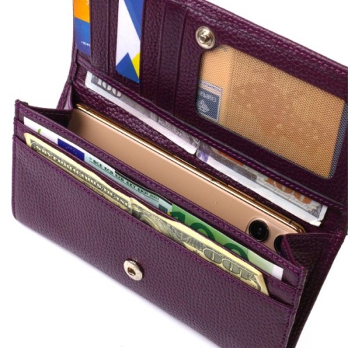 Гаманець Canpellini З натуральної шкіри Бузковий (21831)