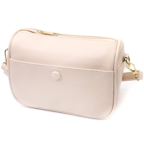 Сумка Vintage Компактна крос-боді жіноча з натуральної шкіри Біла (22591)