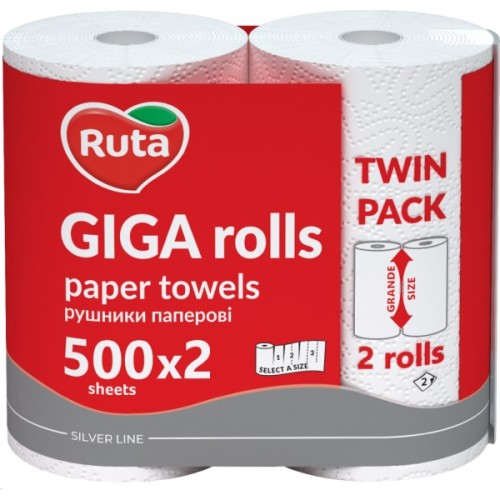 Паперові рушники Ruta Giga Rolls 2 шари 2 рулони (4820202895848)