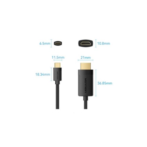 Кабель мультимедійний USB-C to HDMI M 2.0m 4K 60Hz black Vention (CRIBH)