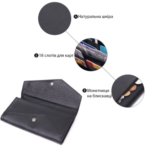 Гаманець ST Leather Шкіряний Чорний (22546)