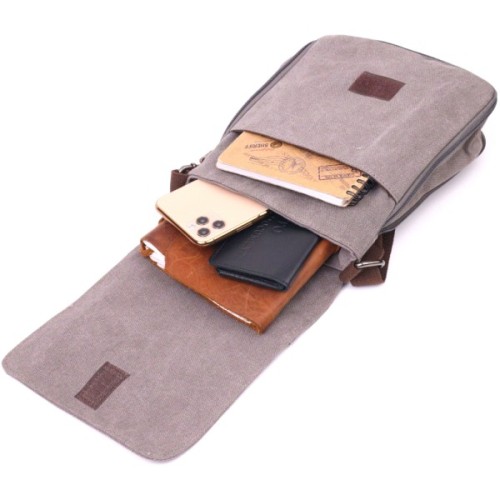 Сумка Vintage Чоловіча з текстилю Сіра (21266)