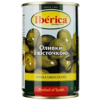 Овочева консервація Iberica Оливки зелені з кісточкою 300 г (8436024292367)