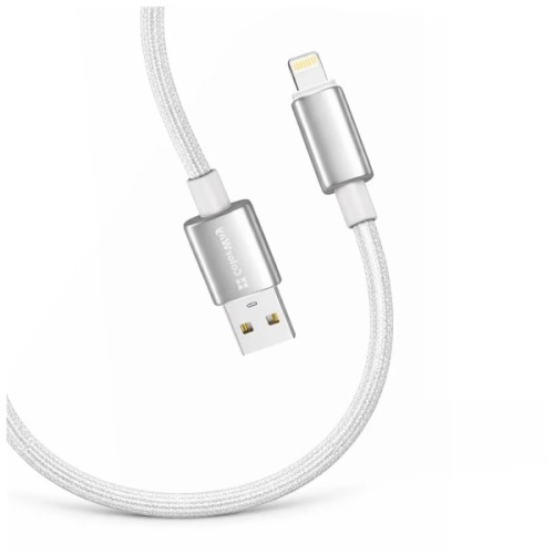 Дата кабель USB 2.0 AM to Lightning 2.0m 3A zinc alloy braided white ColorWay (CW-CBUL099-WT)