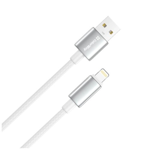 Дата кабель USB 2.0 AM to Lightning 2.0m 3A zinc alloy braided white ColorWay (CW-CBUL099-WT)