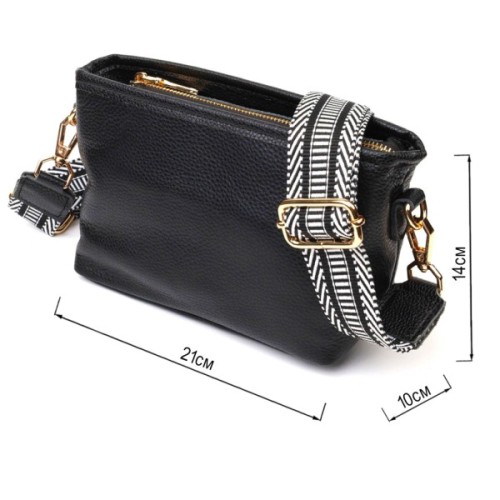 Сумка Vintage На плече з натуральної шкіри Чорна (22080)