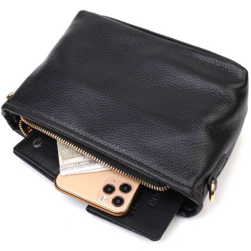 Сумка Vintage На плече з натуральної шкіри Чорна (22080)