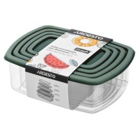 Харчовий контейнер Ardesto Fresh Набір 0.25/0.5/0.75/1.2л, пластик, прямокутна, зелений (AR1312G)