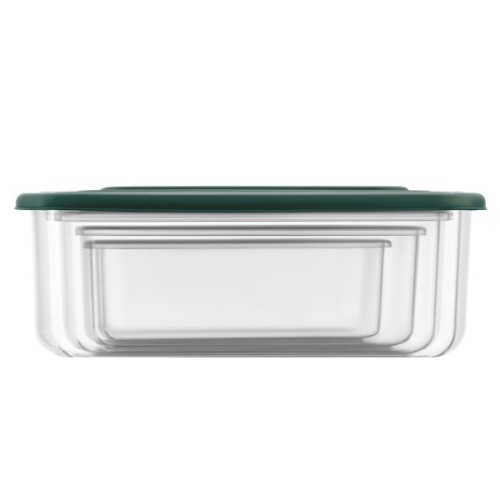 Харчовий контейнер Ardesto Fresh Набір 0.25/0.5/0.75/1.2л, пластик, прямокутна, зелений (AR1312G)
