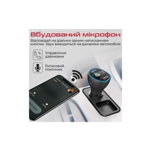 FM модулятор Promate PowerTune 38w USB-A OTG/USB-A QC3.0/USB-C PD Black (powertune-38w.black)