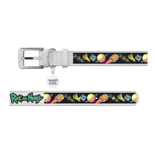 Нашийник для тварин WAUDOG Design з QR паспортом "Рік та Морті 3" Ш 12 мм Д 18-24 см білий (3601-0282-15)