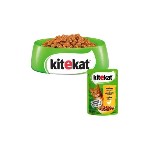 Вологий корм для кішок Kitekat з куркою в соусі 85 г (5900951307355)