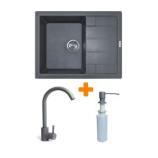 Мийка кухонна Adamant Anila сірий + змішувач та дозатор (182496900304)