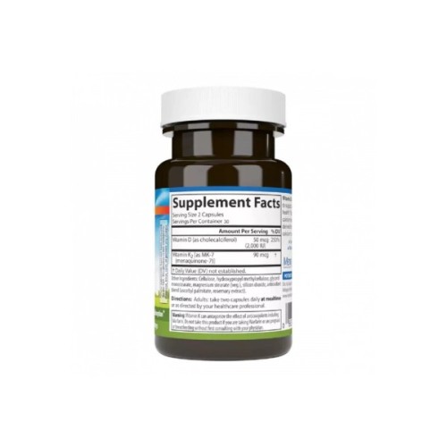 Вітамін Carlson Вітамін D3+K2, 2000 МО та 90 мкг, Vitamin D3+K2, 60 вегетарі (CL10610)