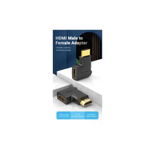 Перехідник HDMI M to HDMI F 4K60Hz 90° corner black Vention (AIPB0)