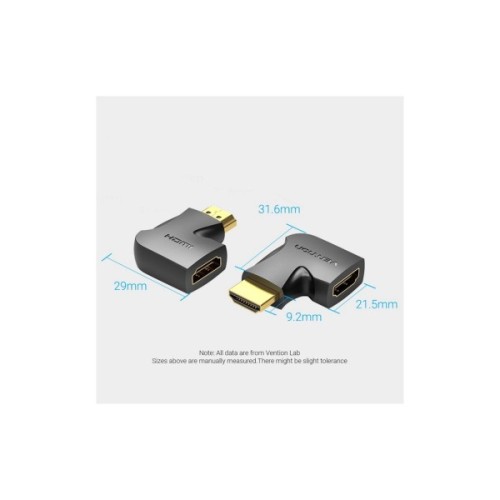 Перехідник HDMI M to HDMI F 4K60Hz 90° corner black Vention (AIPB0)