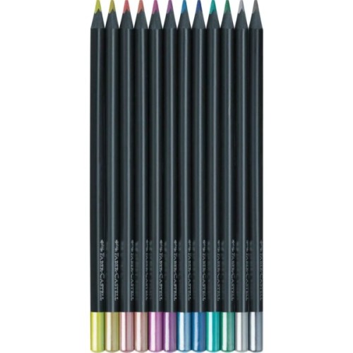 Олівці кольорові Faber-Castell Black Edition Сolour Pencils Metallic 12 кольорів (116415) (32446)