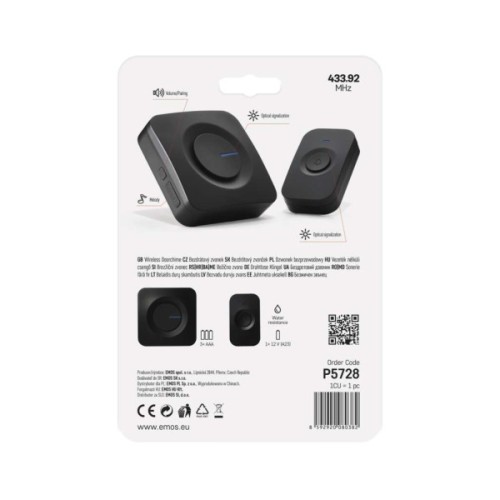 Дверний дзвінок EMOS бездротовий P5728 з кнопкою (P5728)