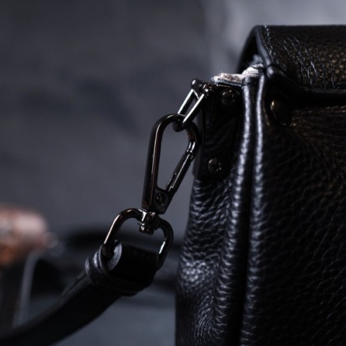 Сумка Vintage Жіноча шкіряна із трикутним клапаном Чорна (22254)