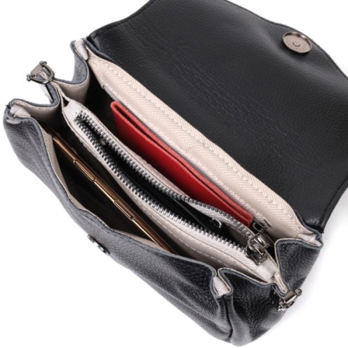 Сумка Vintage Жіноча шкіряна із трикутним клапаном Чорна (22254)