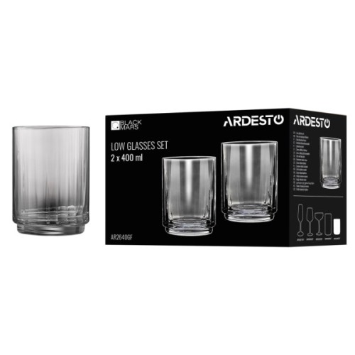 Набір склянок Ardesto Black Mars Alcor 400 мл, 2шт, скло, сірий (AR2640GF)