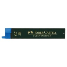 Грифель для механічного олівця Faber-Castell Super-Polymer 2В (діаметр 0,7 мм), 12 штук у пеналі (22544)