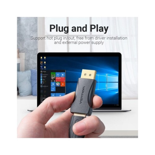 Перехідник DisplayPort M to HDMI F black Vention (HBOB0)