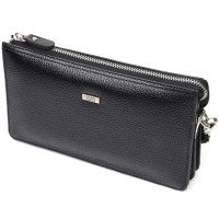 Гаманець Bond Accessories На два відділення з натуральної шкіри флотар Чорна (22047)