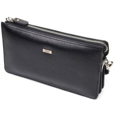 Гаманець Bond Accessories На два відділення з натуральної шкіри флотар Чорна (22047)