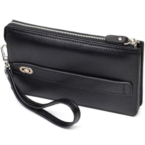 Гаманець Bond Accessories На два відділення з натуральної шкіри флотар Чорна (22047)