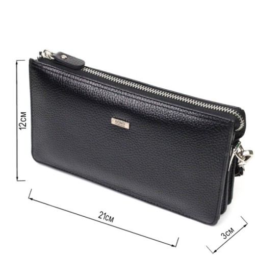 Гаманець Bond Accessories На два відділення з натуральної шкіри флотар Чорна (22047)